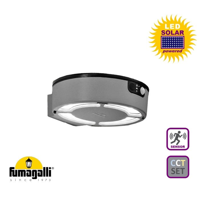 FORTUNATO GREY SOLAR LED 150 PIR CCT SE T